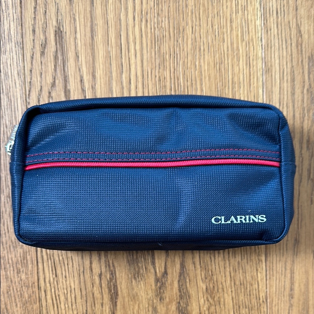 Clarins Navy and Red Cosmetic Bag